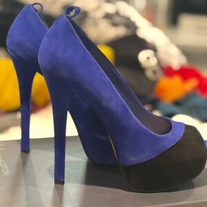 6” Cobalt Blue and Black Women's Heels